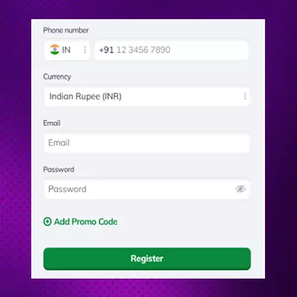 Sign-up form to create a Valor Casino account and claim bonus